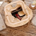 thumbnail image 4 of BadPiggies Straw Beach Bag for Women, Crochet Crossbody Bags Small Boho Purse Top Handle Woven Handbags Chain Clutch (White), 4 of 9