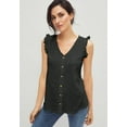 thumbnail image 3 of Ellos Women's Button-Front Ruffle Sleeve Tank, 3 of 3