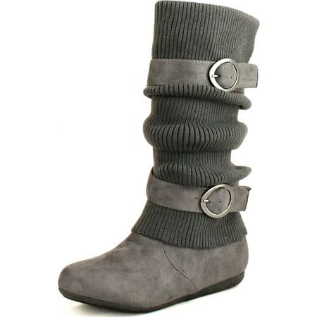 Top Moda Womens Bank-21 Sweater Slouchy Buckle Top Calf Wedge Boot Bank