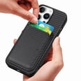 thumbnail image 3 of Dteck Detachable Back Cover for iPhone 16 Pro with Card Holder, Magnetic Wallet Pocket Carbon Fiber Texture PU Leather Slim Phone Case, Black, 3 of 12