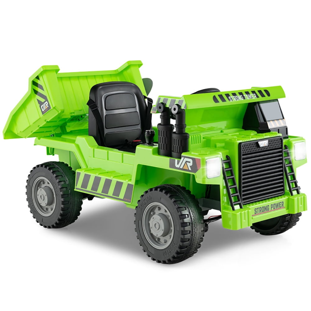 CIPACHO Kids Ride on Dump Truck 12V Ride on Car with Electric Dump Bed, Battery Powered Electric Ride on Car, 4-Wheeler Quad Car Toy, Green