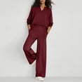 thumbnail image 5 of Women'S 2 Piece V Neck Lounge Set Matching Sweatsuits Lounge Sets For Women Airport Travel Outfits Comfy Athleisure Fall Winter Clothes Wide Leg Palazzo Pants, 5 of 8