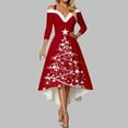 thumbnail image 2 of Women Christmas Outfit Elegant Holiday Party Dress For Festive Dinner Evening Gala Celebration Comfortable Flowy Design Red M, 2 of 5