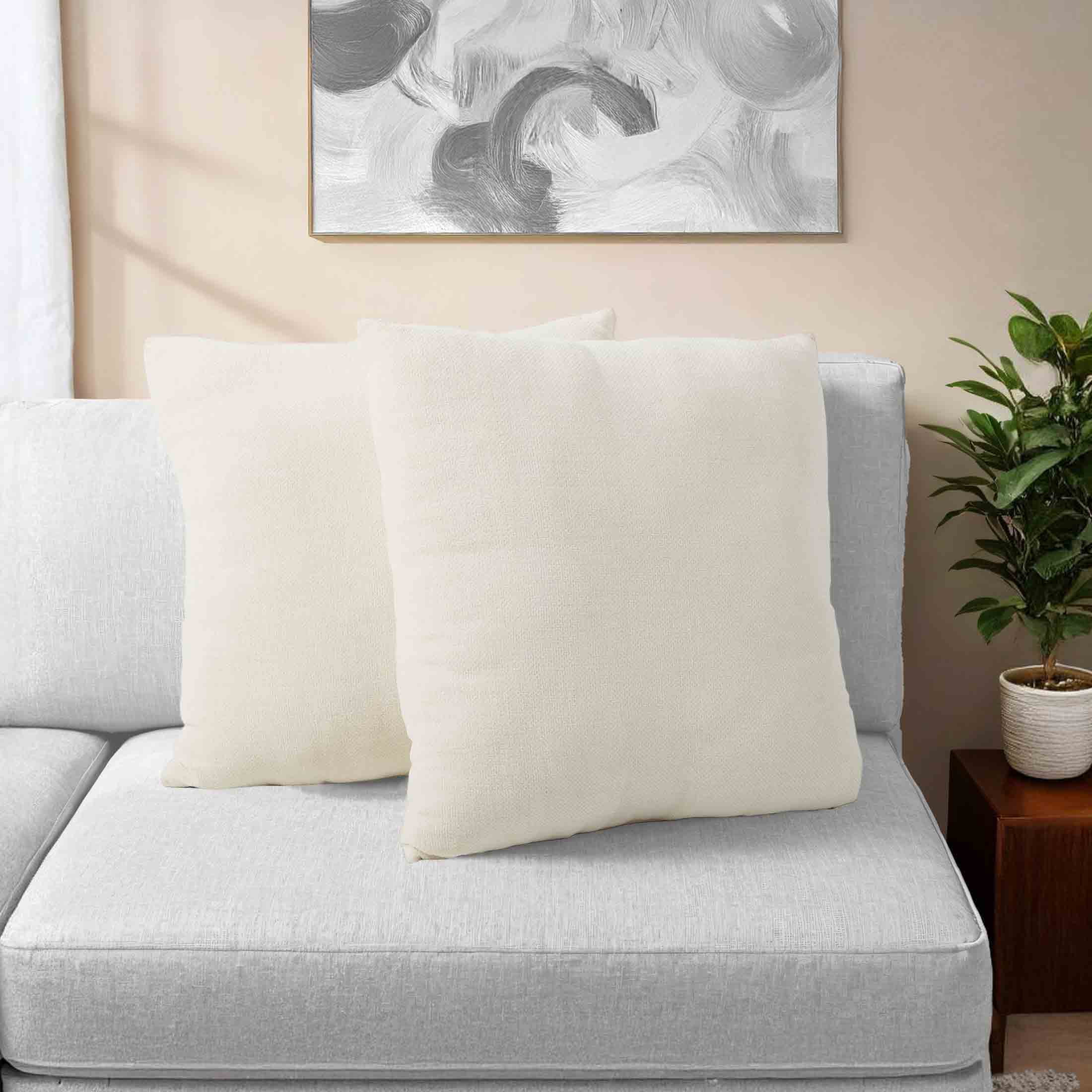 Mainstays 18" x 18" Solid Chenille White Polyester Decorative Pillow Set (2 Count)