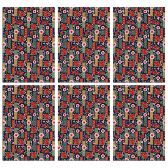 2 Pcs Pioneer Flower Floral Print Pattern Kitchen Towels, Funny Microfiber Dish Towel Set, 18" X 26" Tea Towels