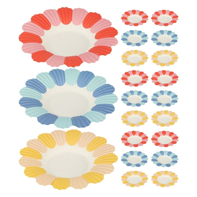 150 Pcs Assiettes de Fête en Forme de Fleur Assiettes à Gâteau Jetables pour la Maison Assiettes en Papier Décoratives
