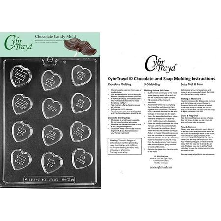 Heart Valentine Candy Mold Heart Phrases Valentine Chocolate Candy Mold with Exclusive Cybrtrayd Copyrighted Molding Instructions ()
