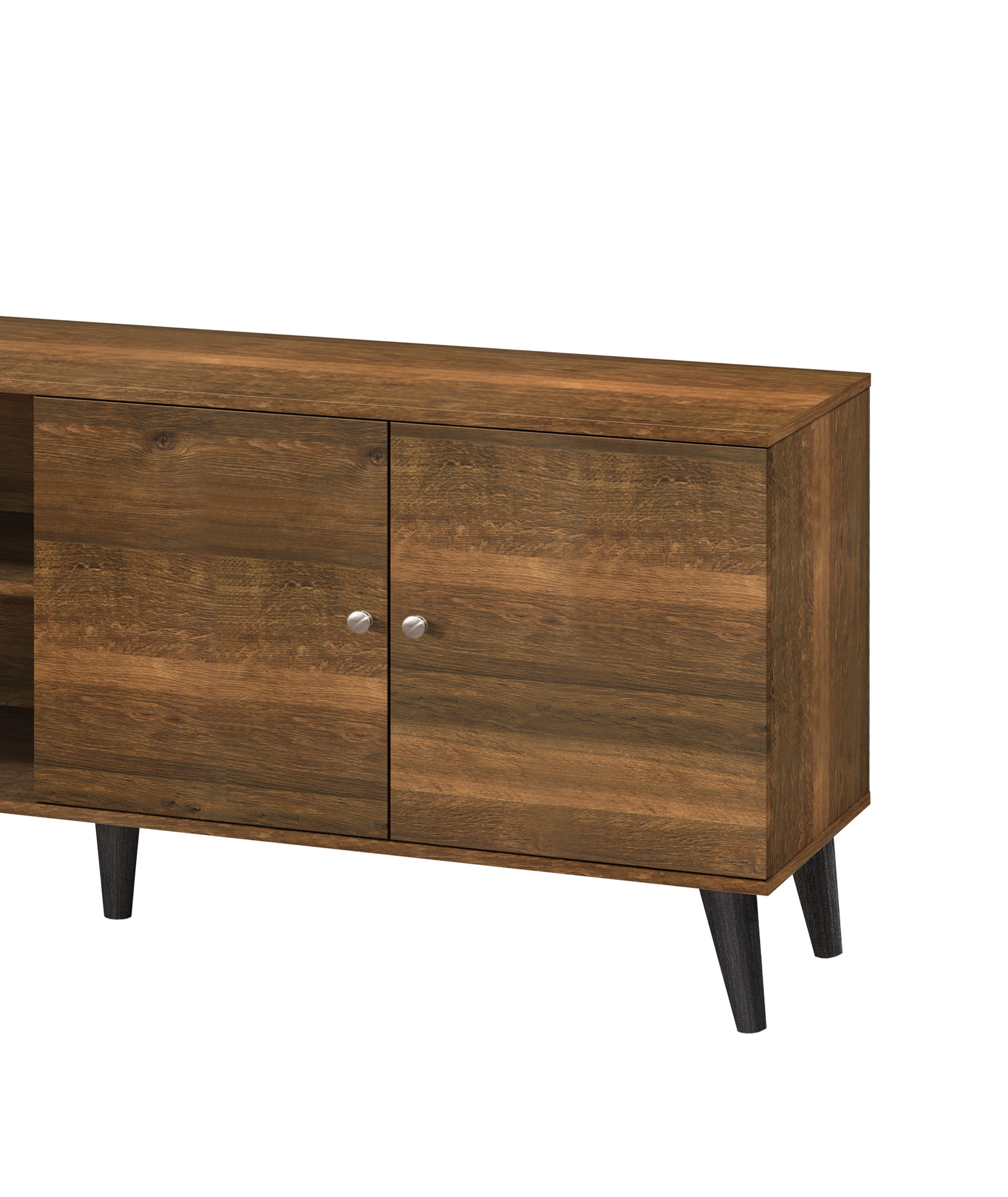 US Pride Furniture Wood Stand for 65 inch Flat Screen with 2 Storage Shelves & 1 Cabinet Modern Entertainment Centre for TV in Living Room L63 x W15.2 x H25.6 Brown