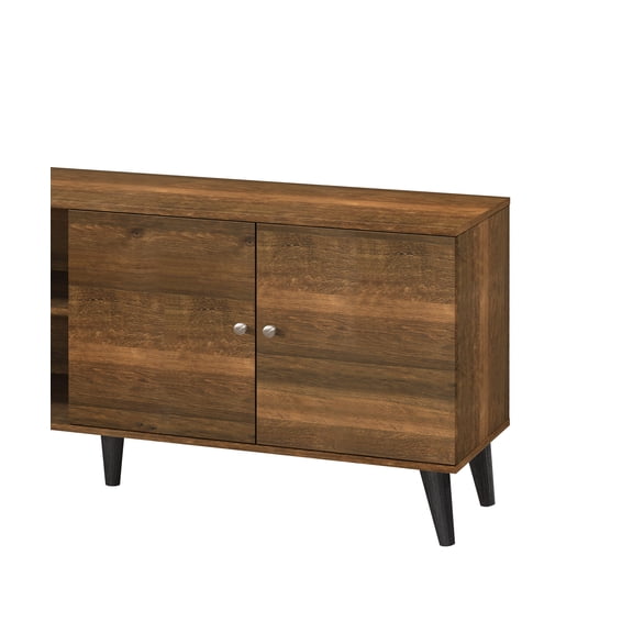 XIZE TV Stand for TVs up to 63" with 2 Shelves and 1 Cabinet, Brown