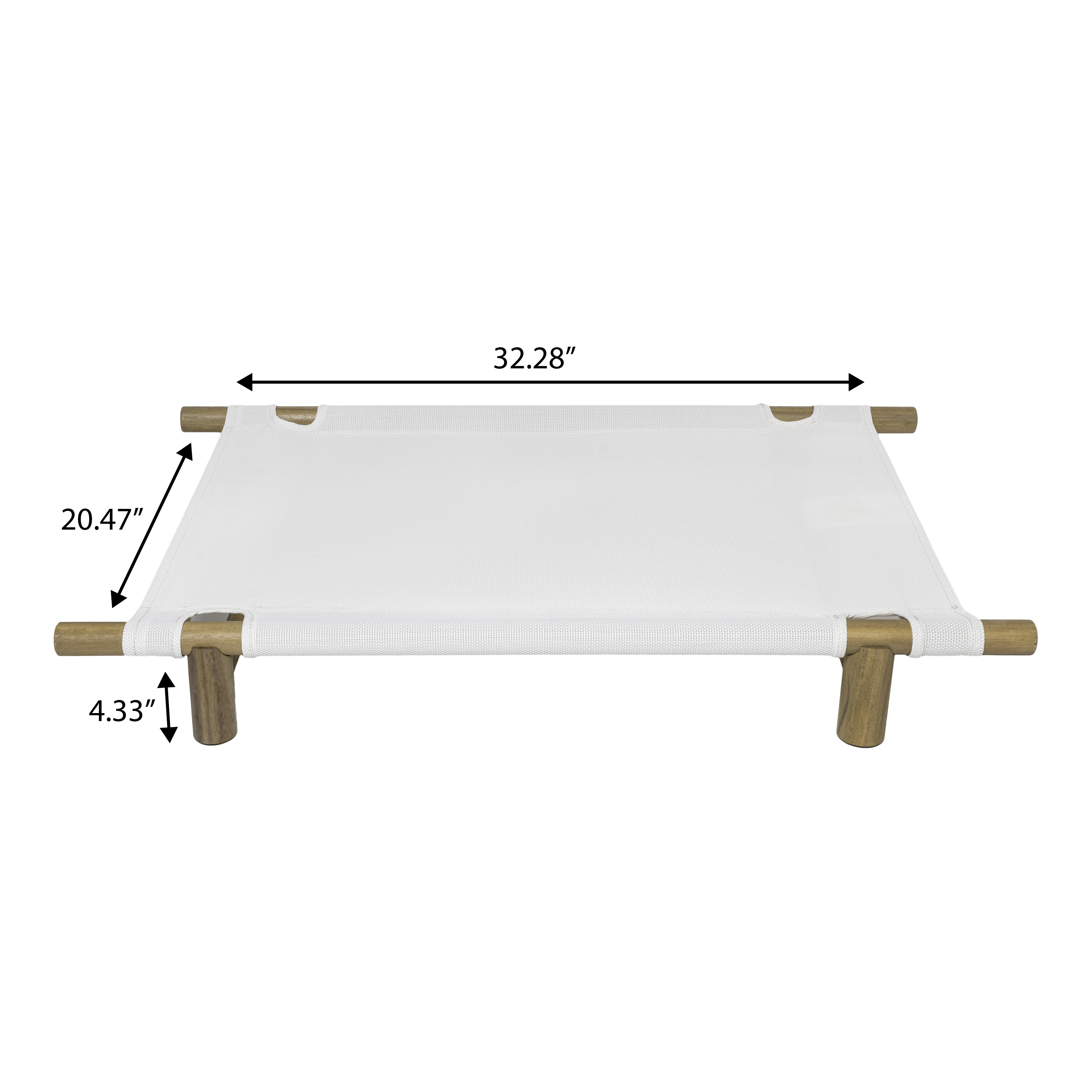 THE LICKER STORE Chester 32" Modern Minimalist Wood Frame Elevated Outdoor Dog Bed, Snow/Light Teak, DBD5000A