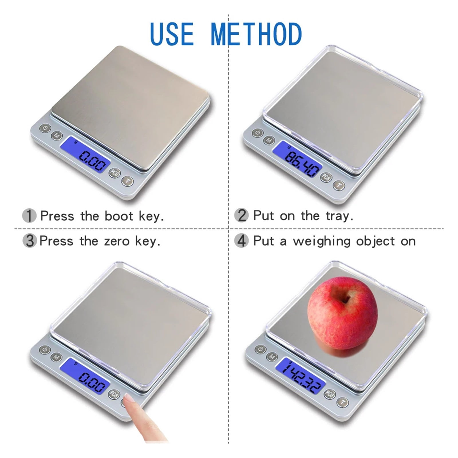 500g*0.01g Digital Precision Pocket Gram Scale, Non-magnetic Stainless Steel Platform Jewelry Electronic Balance Weight Scale - High Precision