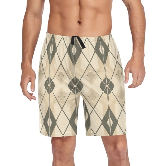 Men's Pajama Shorts Bottoms with Pockets Soft Lightweight Lounge Sleep Wear Coffee Block