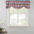 thumbnail image 2 of Tie Up Valances for Windows, Red Navy Blue Striped Adjustable Valance Curtains Window Treatment for Living Room, Farmhouse Stripes Modern Abstract Art Rod Pocket Kitchen Curtains & Drapes 42x18 Inch, 2 of 9