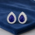 thumbnail image 4 of 7x5mm Pear Shape Lapis 925 Silver Solitaire Classic Mother's Day Gift Women Stud Earring, 4 of 7
