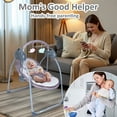 thumbnail image 5 of RICHYOUNG Folding Baby Swing for Infant,Bluetooth Music,Remote Control,5-Speed Baby Bouncer(Gray), 5 of 10