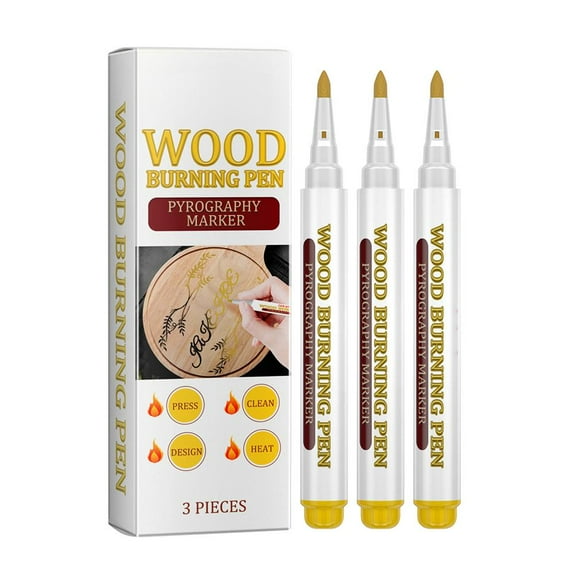 Wood Burning Pen Set - 3 Pens 5ml Each, for Pyrography Art on Wood Surfaces, DIY Craft Marking, Creative Gift