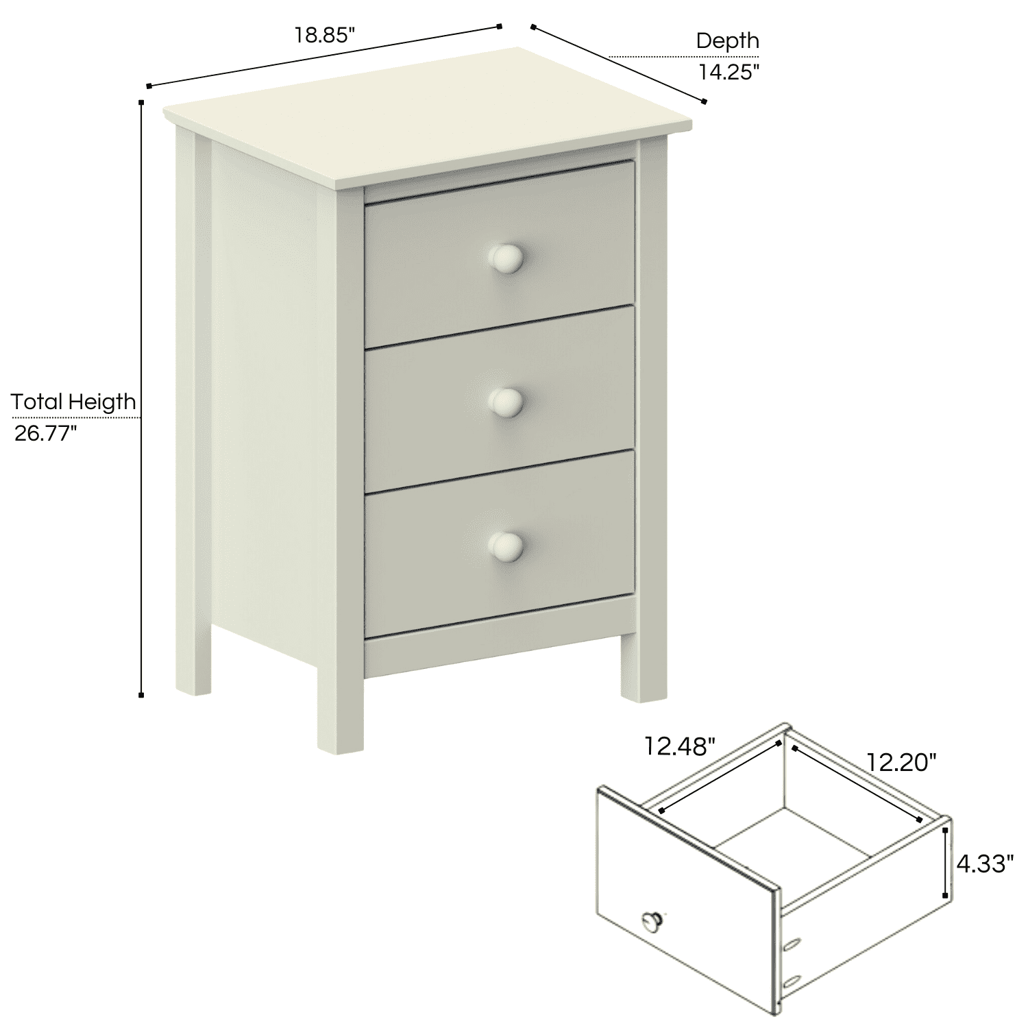 From the Tree Tall 3-Drawer Solid Wood Nightstand for Adults – Elegant Bedroom Bedside Table