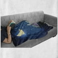 thumbnail image 5 of Half Moon Soft Flannel Fleece Throw Blanket, Rabbit Couple Under Starry Night Sky, Cozy Plush for Indoor and Outdoor Use, 50" x 70", Azure Blue Night Blue, by Ambesonne, 5 of 5