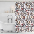 thumbnail image 4 of Boho Leaf Waterproof Fabric Shower Curtain,Orange Red Spring Farmhouse Pastoral Tribal Waterproof Fabric Shower Curtain for Bathroom Curtains Bathtubs Shower Curtains with 12 Hooks Standard 72x72, 4 of 8