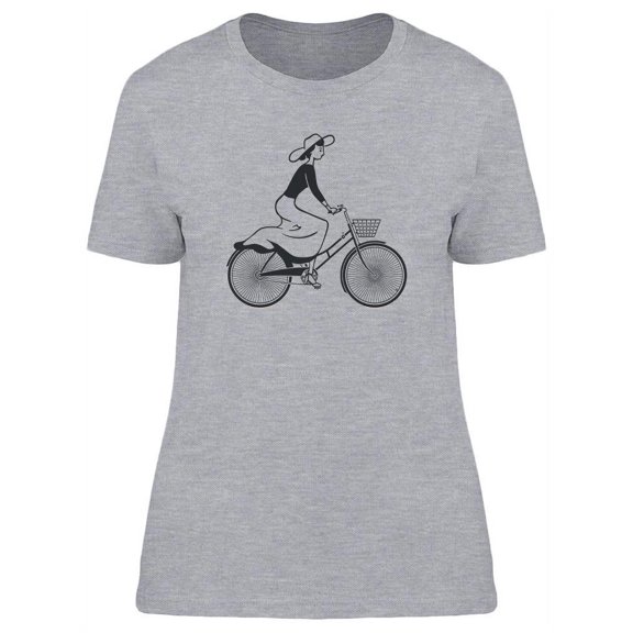 Vintage Lady With Bicycle  T-Shirt Women -Image by Shutterstock, Female XX-Large