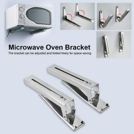 

Dioche Microwave Oven Shelf 2x Kitchen Stainless Steel Microwave Oven Bracket Sturdy Foldable Stretch Wall Mount Rack Shelf Wall Mount Bracket