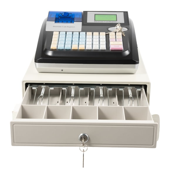 Secure and Efficient Cash Drawer with 4 Bill and 5 Coin Compartments, Easy Operation, LED and LCM Displays, and Network-free Design for Safe Transactions
