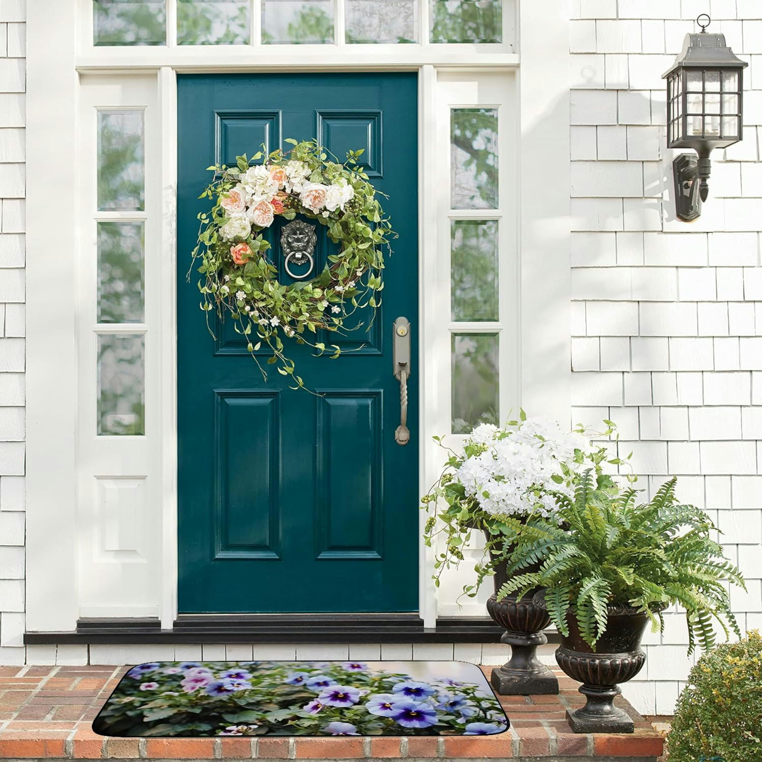 Qinduosi Decorative Door Mat, Door Mat with Non-Slip Rubber Backing, Easy Cleaning, Traps Dirt, for Entry, Patio, Garage - Flowers Bokeh Landscape Plants Light Mens Wool 19.68*47.24 in