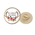 thumbnail image 1 of Antlers Avance Encourager les Fleurs en Métal Rond Broche Broche d'Or Clip, 1 of 3