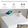 thumbnail image 6 of Nightstand with Wireless Charging Station and  LED Lights, White Nightstand with 2 Drawer for Bedroom, Modern Smart Bedside Table for Living Room Office, 6 of 10