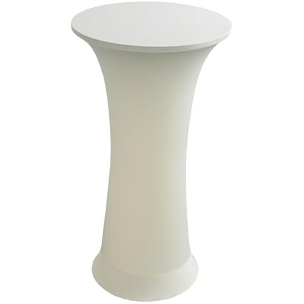 wonima02 24" x 43" Fitted Stretch Cocktail Table Cover Highboy High Top Round Buttom Cocktail Tablecloth for Party Pub Banquet Bistro (1, Ivory)