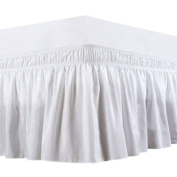 The Great American Store- Easy to Fit Wrap Around Bed skirt/Dust Ruffle 450 TC Cotton (Solid White, Twin) - 14 Inch Drop Length Easy to Care, Hotel Quality Elastic Dust Ruffle, Adjustable Bed Skirt