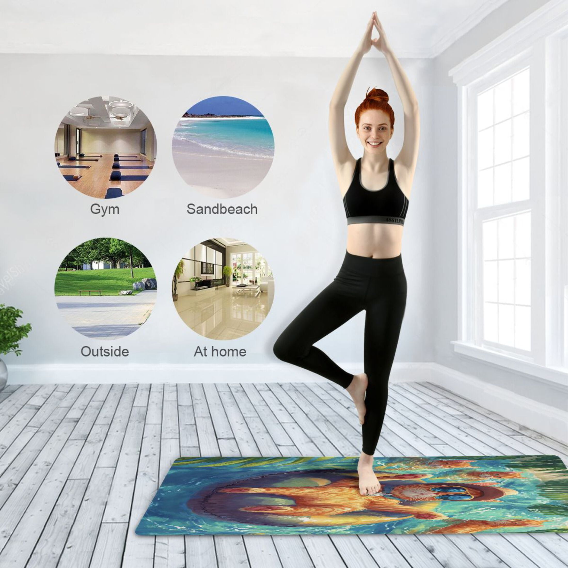BZSMCE Yoga Mat Women Cats Swimming Fitness Mat