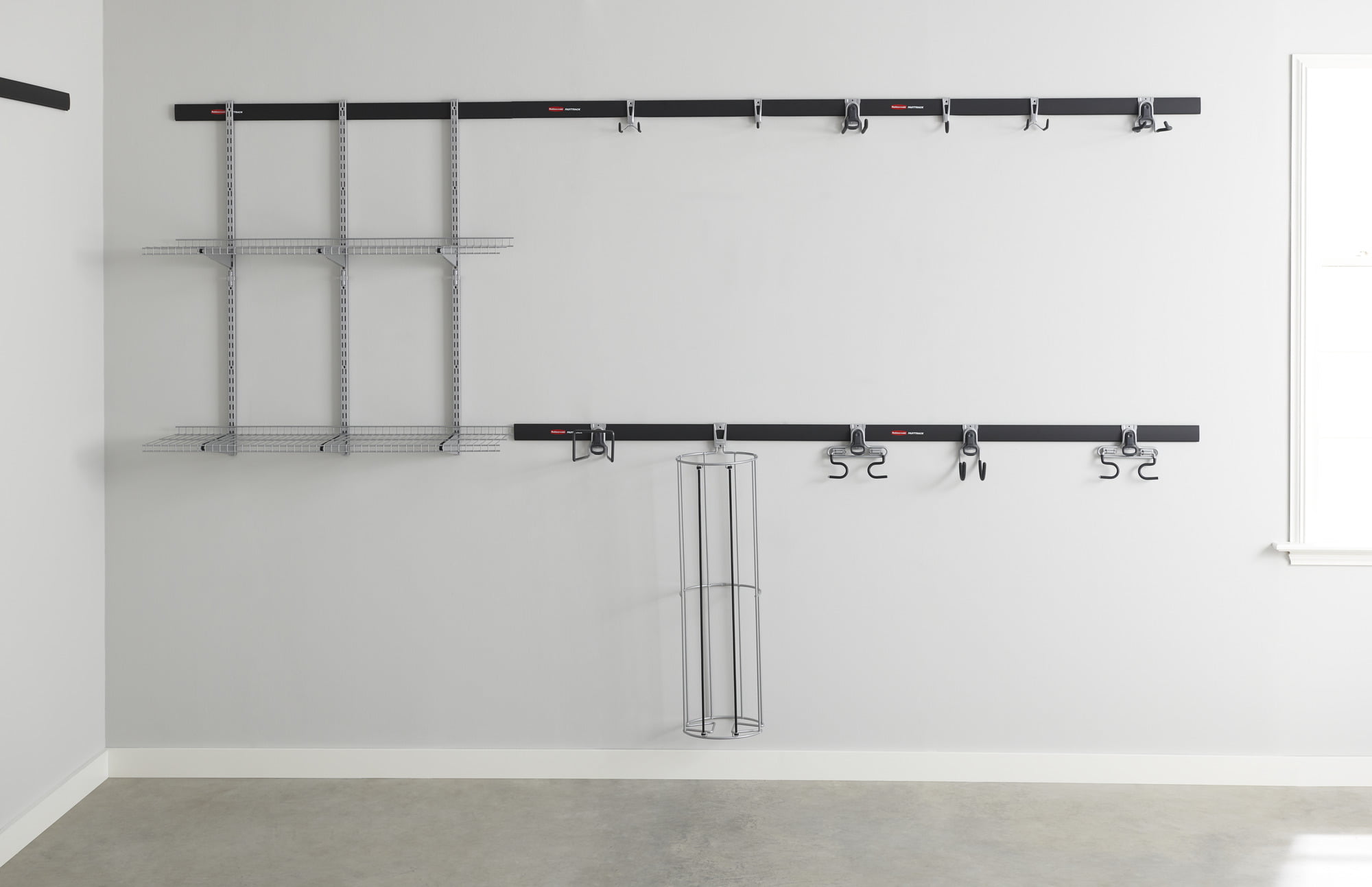 Rubbermaid Fast Track Garage 9-Piece Steel Wire Shelf Starter Kit, Track  Storage System