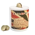 thumbnail image 2 of Saying Piggy Bank, I Love Rome Lettering with Circus Tent and Bold Stripes Print, Ceramic Coin Bank Money Box for Cash Saving, 3.6" X 3.2", Red Dark Green and White, by Ambesonne, 2 of 4