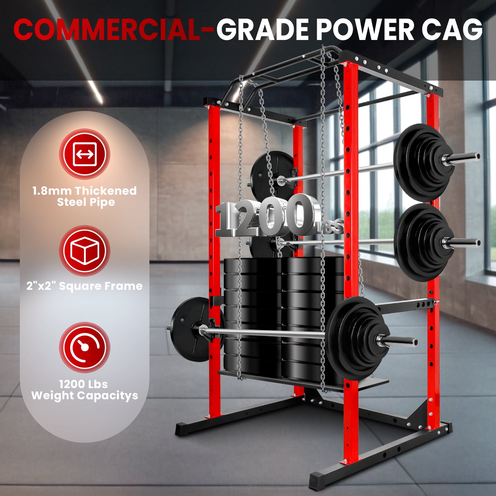 Power Rack Power Cages Multi-Function Squat Rack with Cable Crossover System Selectable More Training Attachment Weight Cage for Garage & Home Gym