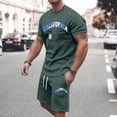thumbnail image 5 of Afdoent Mens Two Piece Outfits Comfortable Short Sleeve T Shirt And Shorts Summer Outfit Oversized Sports Clothing Mens Fitness Suit Beach Vacation Outfits, 5 of 6