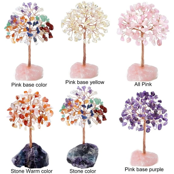 ACDANC Crystal Tree Healing Crystal Gemstone Money Trees with Natural Quartz Stone Base Feng Shui Crystal Tree for Home Office Desk Decor Reiki Luck Crystal Gifts Figurine