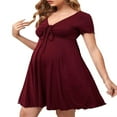 thumbnail image 4 of Robe de Maternité à Manches Courtes Mini Col en V Décontractée Ample Babydoll Grande Taille, 4 of 6