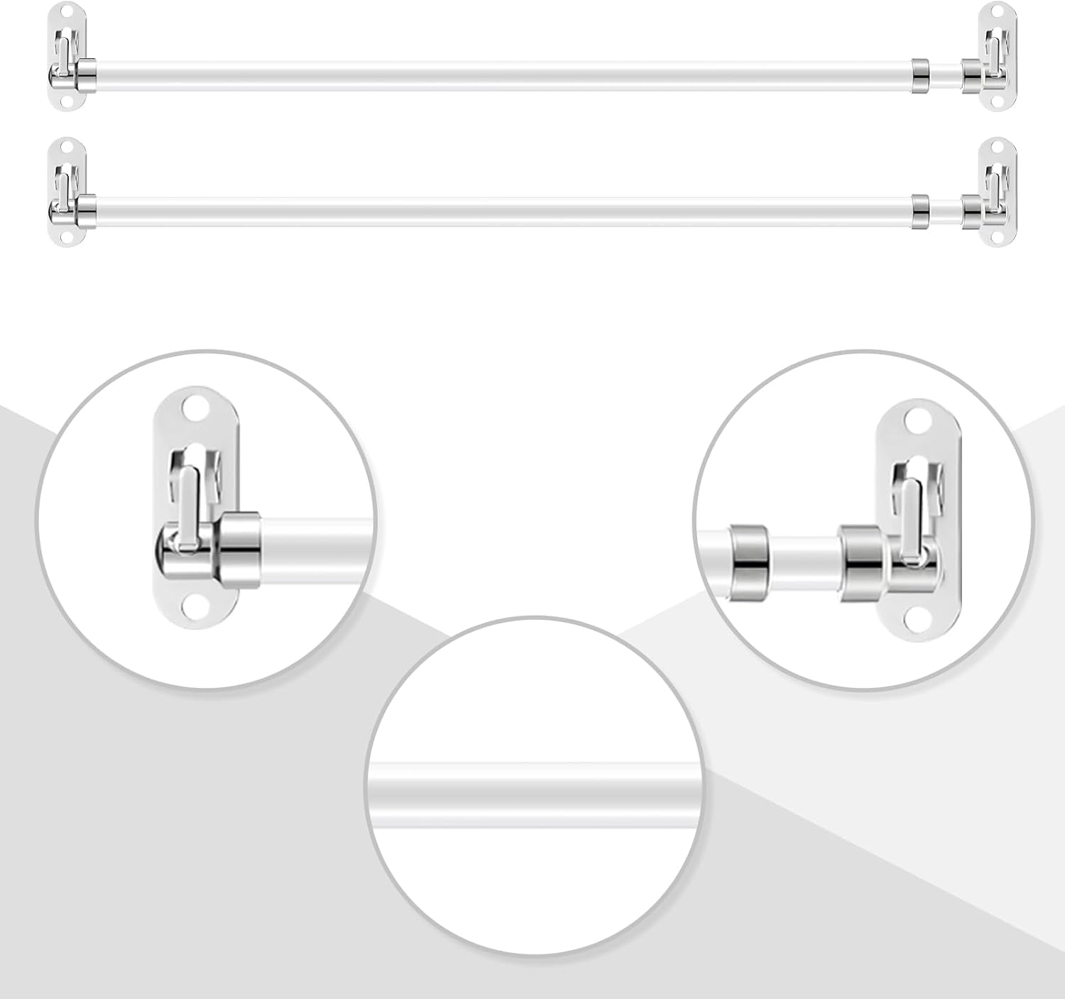 TT-4 Pcs Door Curtain Rod Set Swivel Sash Curtain Rods French Door Curtain Rods Set for Windows and Sidelights(21-38 Inch)