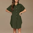 thumbnail image 4 of Summer Clearance Ofreoo Women's and Women's Plus Summer Button Up Shirt Skirt With A Collar Made Of Cotton and Linen Mini Dress Shirt Dress, 4 of 8