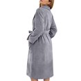 thumbnail image 4 of Long Sleeve Bathrobe for Women Fluffy Women's Nightgowns & Sleepshirts Oversize Cozy Women's Robes House Womens Robe Grey, 4 of 9