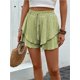 thumbnail image 5 of Pantalones cortos fluidos for mujer, falda pantalón estilo bohemio con volantes y mariposas, cintura alta, tela texturizada, doble capa, Color sólido, informal, 5 of 7