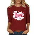 thumbnail image 2 of Goodtrade8 Womens 3/4 Sleeve Shirts Valentine Pullover Plus Size Crew Neck Summer Graphic Gifts for Girlfriend Tops for Women Fashion, 2 of 5
