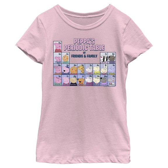 Girl's Peppa Pig Periodic Table of Friends & Family  Graphic T-Shirt