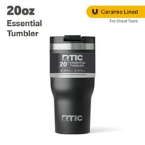 RTIC 20 oz Ceramic Lined Insulated Essential Tumbler, Leak-Resistant Lid, Black