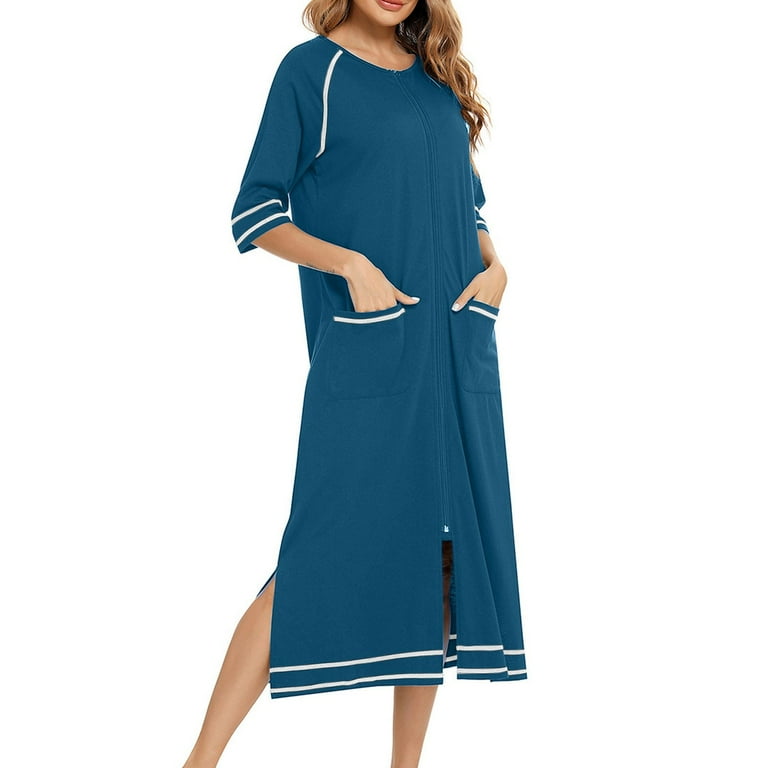 gakvbuo Summer Dress for Women 2025 Homecoming Dresses Women's Winter Warm  Nightgown And Winter Nightdress Zip With Pokets Loose Pajamas - Walmart.com