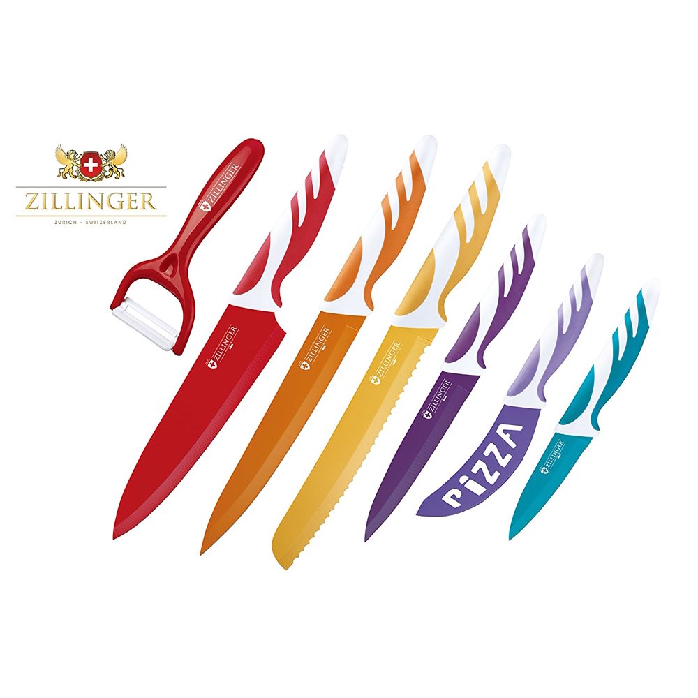 Zillinger Swiss Antibacterial Ceramic Coated Diamond Cut Chromium Stainless Steel Blades Knife