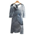 thumbnail image 6 of White Wolf with Blue Eyes Womens Summer Dress Tie Back A Line Flare Dress, 6 of 9