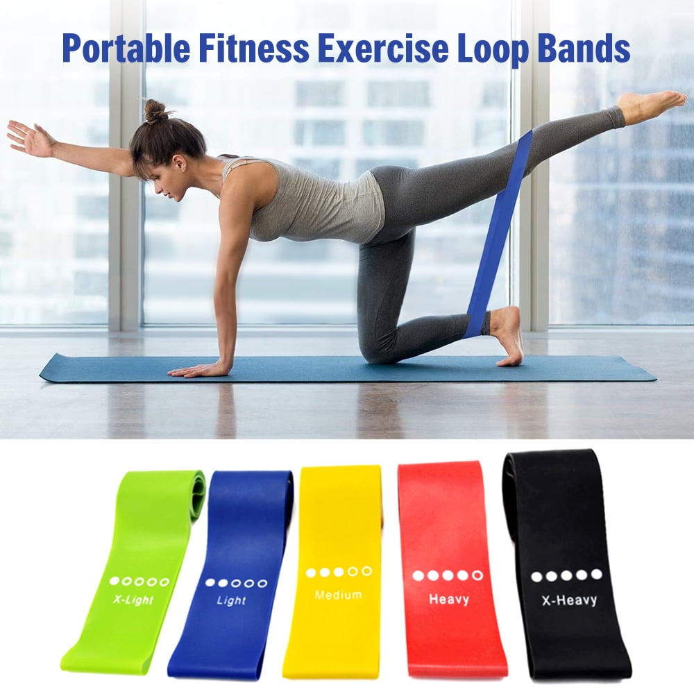 5Pcs Elastic Resistance Bands Loop Home Gym Yoga Fitness Exercise Training Set 
