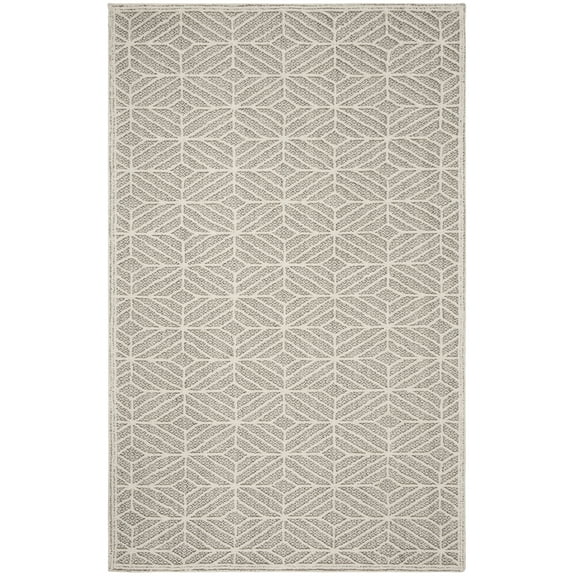 SAFAVIEH Trace Gervase Geometric Diamonds Wool Area Rug, Ivory/Black, 3' x 5'
